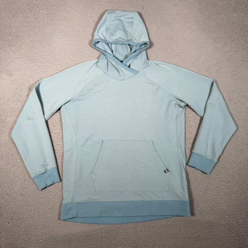 Icebreaker Merino Hoodie Womens Large Blue Pullover Wool Blend Casualwear Logo